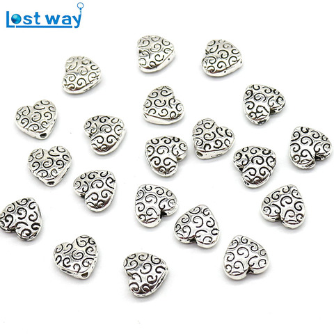 8mm 20pcs/lot Tibetan Silver plated Heart beads Metal Spacer Beads charm For DIY Jewelry Bracelet ► Photo 1/4