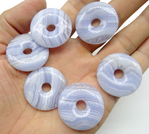 30mm Natural stone Quartz crystal Turquois circle donut charm pendants for DIY jewelry making necklace Accessories1pcs ► Photo 1/6
