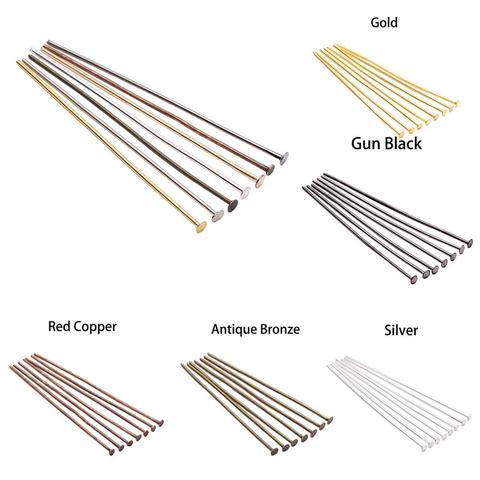 200pcs/Bag 15 20 30 35 40 45 50 60 70 mm Metal Headpins Flat Head Pin Supplies For Jewelry Making Findings Accessories Wholesale ► Photo 1/6