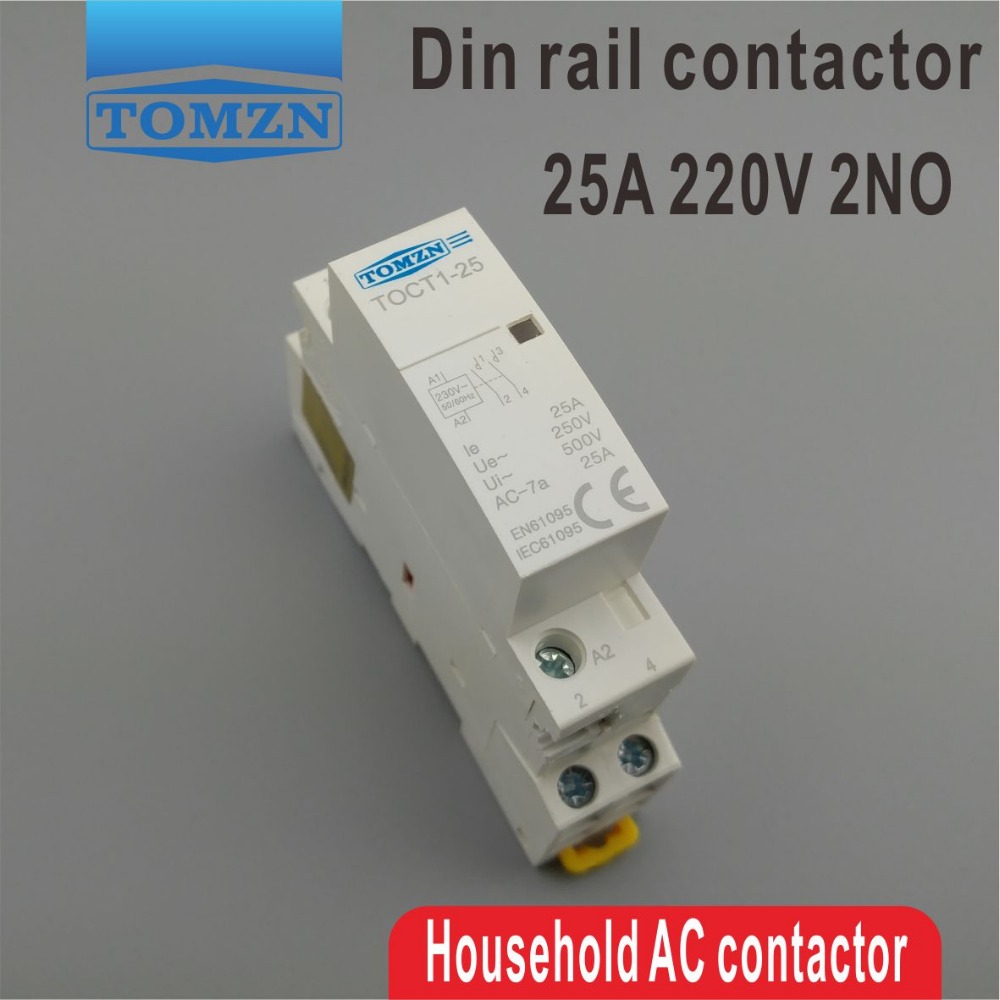 CT1 2P 25A 220V/230V 50/60HZ Din rail Household ac contactor 2NO 2NO 1NONC 