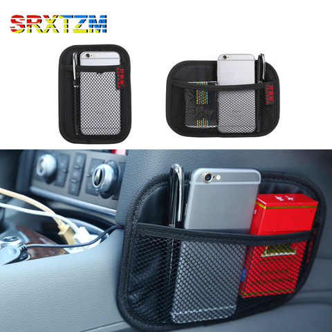 SRXTZM Multifunction Storage Box Mobile Phone Charger Pocket Universal Auto Seat Back Storage Mesh Net Bag Car Magic Sticking ► Photo 1/6