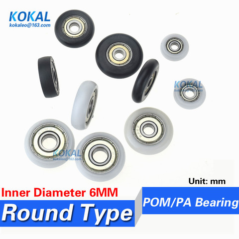 10PCS high quality 696zz 606zz 626zz round type ball bearing coated with plastic pom all kinds sliding roller wheel pulley ID6mm ► Photo 1/6