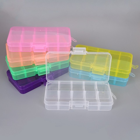 10 cells Plastic Storage Jewelry Box Compartment Adjustable Container for Beads Earring Findings DIY Jewelry rectangle Box Case ► Photo 1/6