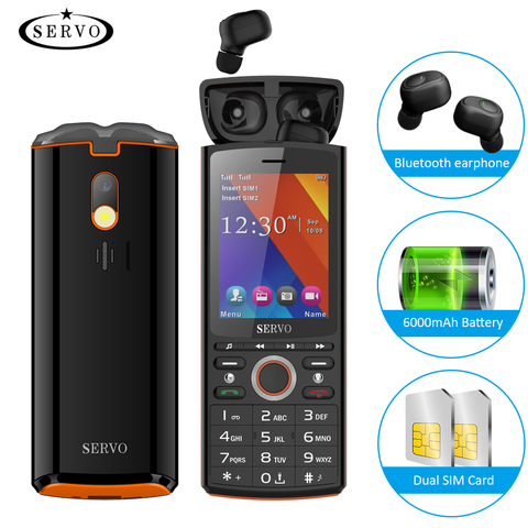 SERVO R25 Bluetooth Music 6000mAh Power Bank Mobile Phone 2.8 inch 64M+64M SC6531CA Phone Music Speaker Multifunction Cellphone ► Photo 1/6