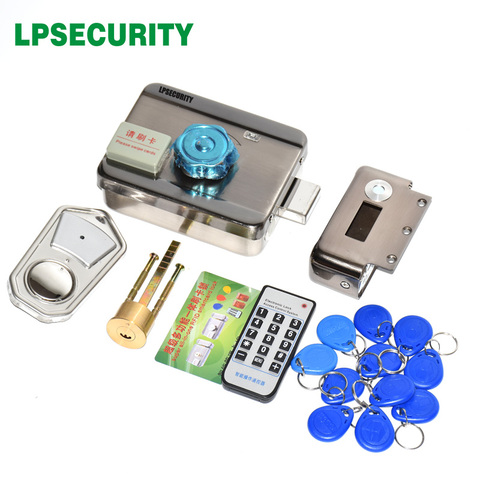 LPSECURITY 2 or 10 tags Door & gate lock castle Access Control Electronic integrated RFID Door Rim lock RFID reader for intercom ► Photo 1/6