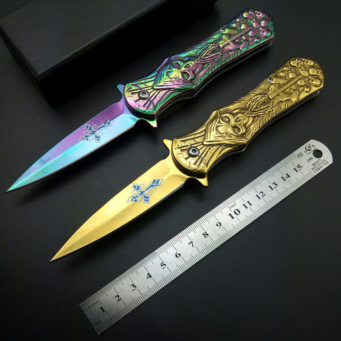 Best Cross Printing Blade Death Skulls Engrave Outdoor Tactical Knife Solid Handle Camping Hunting Survival Tools EDC Cool Gift ► Photo 1/6