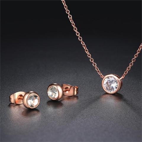 Classic Jewelry Set For Women Classic Simple Style Crystal AAA+CZ Necklace Earrings Set Fashion Jewelry For Women Girl S370 ► Photo 1/6