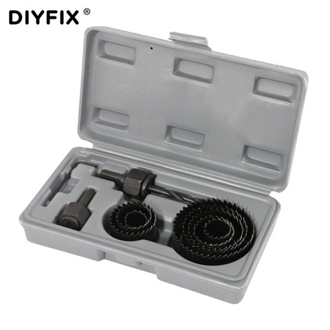DIYFIX 11Pcs Drill Bits Hole Saw Cutting Set Cutter Hole Saw Wood Metal Cutter Opener Circular Round Case 3/4