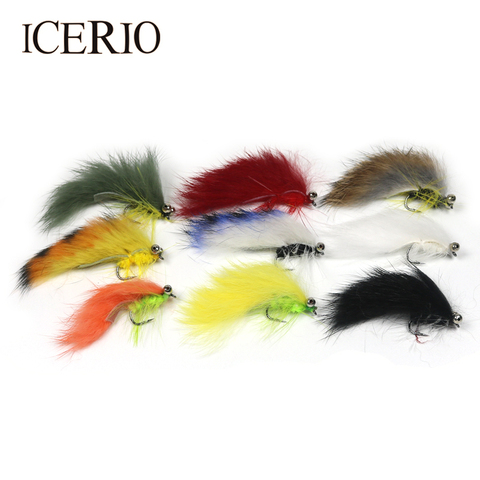 ICERIO 9PCS #6 Dumb Bell Eye Zonker & Matuka Flies Streamers Trout Fly Fishing Lures ► Photo 1/5