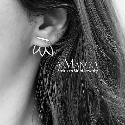 e-Manco Trendy Ladies Stud Earrings for women Geometric Stainless Steel Earrings sets Studs cute Earrings Fashion Jewelry ► Photo 1/6