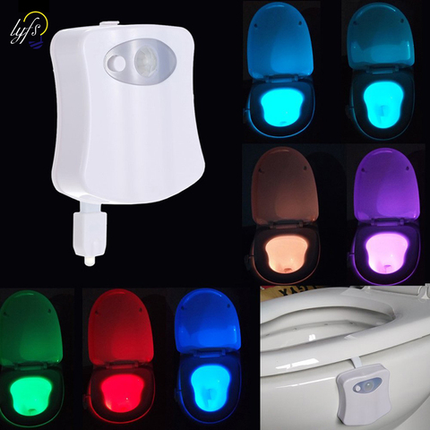 Smart Bathroom Toilet Night Light LED Body Motion Activated On/Off Seat Sensor Lamp 8 Color PIR luces led decoracion lighting ► Photo 1/6