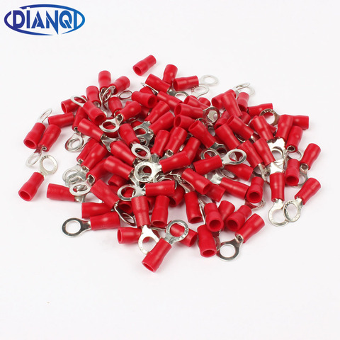DIANQI RV1.25-5 Red  Insulated Crimp Ring Terminal Cable Wire Connector 100PCS/Pack RV1-5 RV ► Photo 1/5