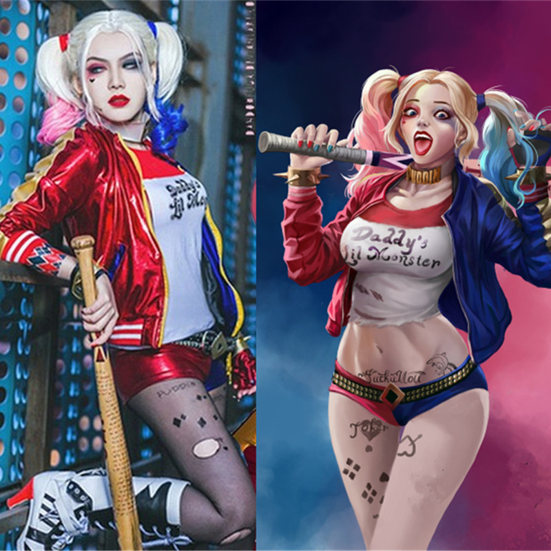 Cosplay Harley Quinn Costume Cosplay Suicide Squad Woman Joker Coat Full Set 