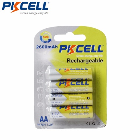 4Pcs/card PKCELL AA Batteries 1.2V NI-MH 2600mAh 2A NIMH 1.2 Volt AA Rechargeable Battery Baterias Bateria Batteries ► Photo 1/6
