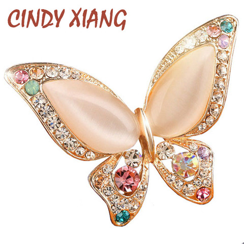 CINDY XIANG Opal Butterfly Brooch for Women Rhinestone Broches Fashion Bijouterie Wedding Jewelry 3 Colors Available Lead Free ► Photo 1/5