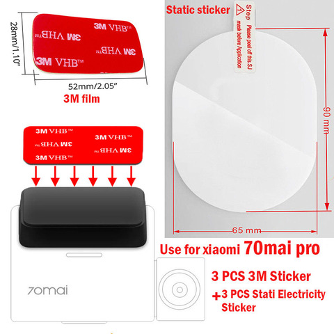 For 70 mai Pro Dash Cam Smart Car DVR 3M Film and Static Stickers, Suitable for 70 mai Pro Car DVR 3M film holder 3pcs ► Photo 1/6