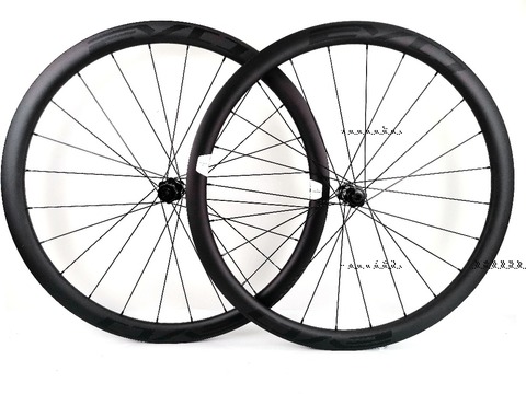 EVO 38mm depth road bike disc brake carbon wheels 25 width Tubeless cyclocross carbon wheelset with center lock disc brake hubs ► Photo 1/6