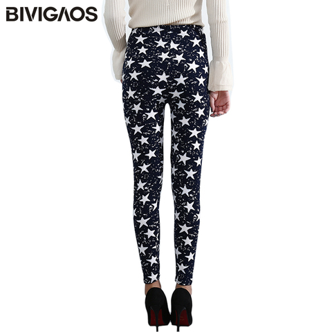 BIVIGAOS Spring Summer Womens Fashion Black Milk Thin Stretch leggings Colored Stars Graffiti Slim Skinny Leggings Pants Female ► Photo 1/6