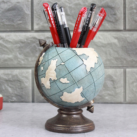 European style  vintage arts Globe shaped  desktop pen holder Desk Organizer stationery holder ► Photo 1/4