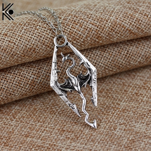 Vintage Elder Scrolls Skyrim Dragon Pendant Necklace Fashion Pterosaur Necklaces Summer Fine Men Jewelry necklace for men ► Photo 1/6