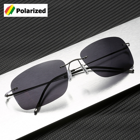 JackJad Men Ultralight Rimless Square Titanium POLARIZED Sunglasses Folding Hinge Driving Brand Design Sun Glasses Oculos De Sol ► Photo 1/6
