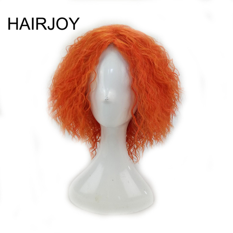 HAIRJOY Mad Hatter Cosplay Kinky Curly Wig Synthetic Hair Woman Medium Length Orange  Green Wigs High Temperature Fiber ► Photo 1/6