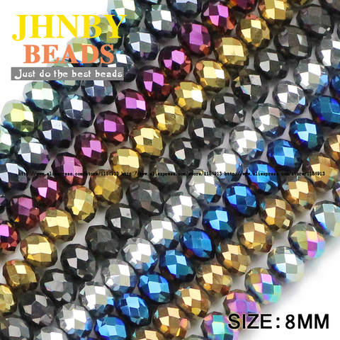 JHNBY Flat Round Faceted Austrian crystals beads 8mm 50pcs High quality loose beads Plating ball bracelet Jewelry Making DIY ► Photo 1/4