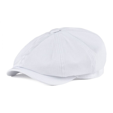 BOTVELA Newsboy Cap Men's White Twill Cotton Hat Women's Baker Boy Caps Retro Big Headpiece Large Hats Cabbie Apple Beret 003 ► Photo 1/6