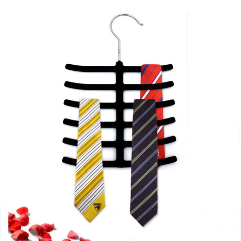 1PC New Nonslip Neck tie Belts Tie Hanger Flocking Velvet Hangers Tie Hanger Rack Shawl Scarf Closet Holder Organizer MZ 004 ► Photo 1/6