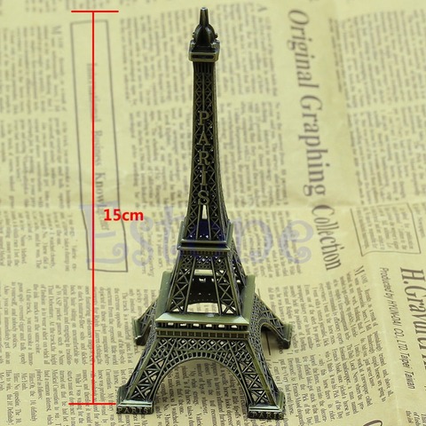 Vintage Bronze Tone Paris Eiffel Tower Figurine Statue Alloy Model Decor 15cm ► Photo 1/1