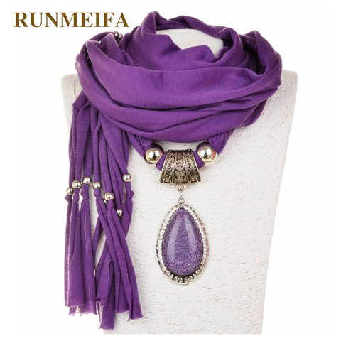 RUNMEIFA Pendants Necklaces Scarf Brand Solid Color Iron Alloy Simple Parquet Pendant Scarf Lady jewelry Scarf Free Shipping ► Photo 1/6