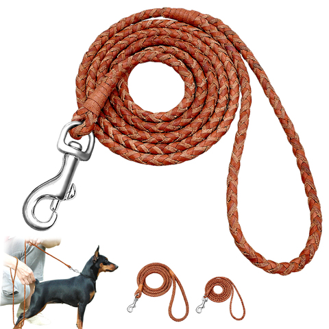 Small Dogs Leash Braided Leather Dog Puppy Leash Rolled Cat Pet Leads 4ft Long for French Bulldog Beagle Walking Training ► Photo 1/6