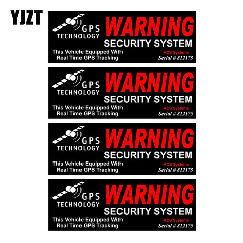 YJZT 10CM*3.5CM 4X GPS WARNING SECURITY SYSTEM Personality Reflective Car Sticker C1-7579 ► Photo 1/6