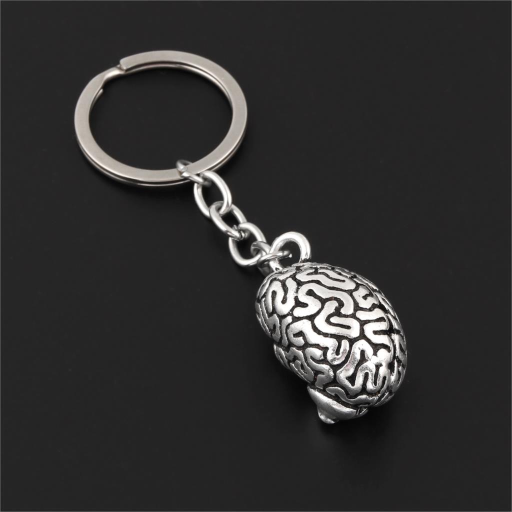 medical gift Antique Silver anatomical 3D brain keychain Human Brain Keychain 