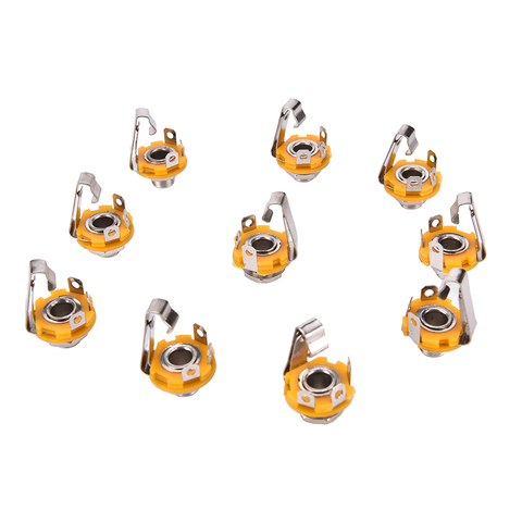 10 Pcs Nickel 6.35mm 1/4 Inch Mono TS Panel Chassis Mount Jack Audio Female Connector Solder ► Photo 1/6