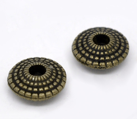 DoreenBeads Zinc metal alloy Spacer Beads Round Antique Bronze Dot Pattern Color Plated About 8mm Dia,Hole:Approx 1.9mm,15 PCs ► Photo 1/3