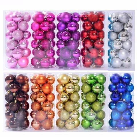 PGY 24PCS Christmas Balls Christmas Tree Decorations Xmas Ornaments 3cm/4cm/6cm/8cm Polystyrene Ball USA New Year Gifts Home A ► Photo 1/6
