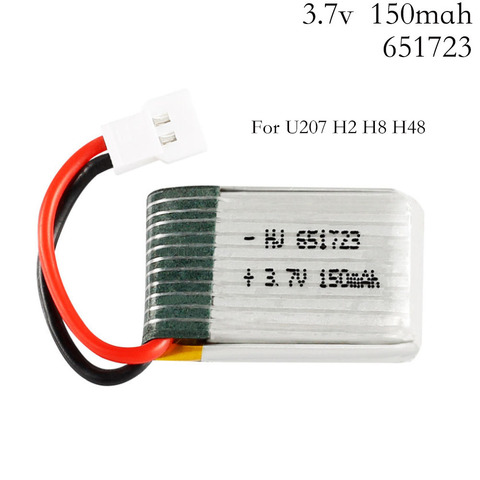 3.7v 150mah 30C For H2 H8 H48 U207 Battery RC Quadcopter Spare parts 3.7v LIPO Battery for H8 Battery for toy Helicopter 651723 ► Photo 1/1