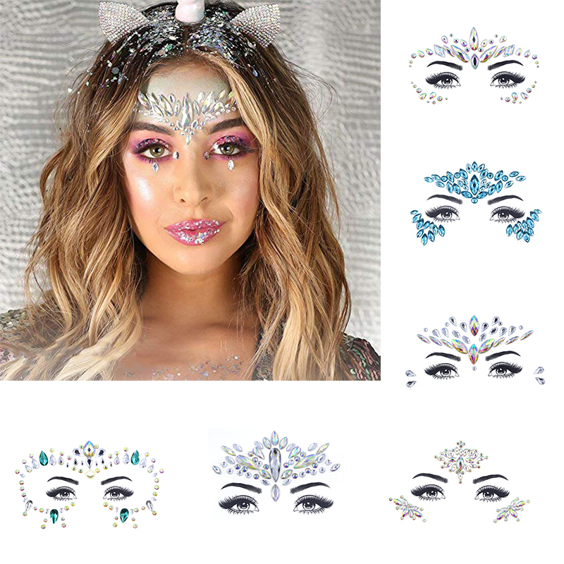 DIY 3D Shiny Crystal Face Sticker Tattoo Music Festival Rhinestone Eyebrow  Tattoo Sticker Carnival Party Face Decoration Jewels - AliExpress