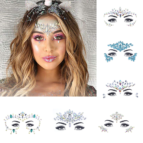 Festival Face Jewels Blue Party Gems Stickers Crystals Diamonds Rhinestones  