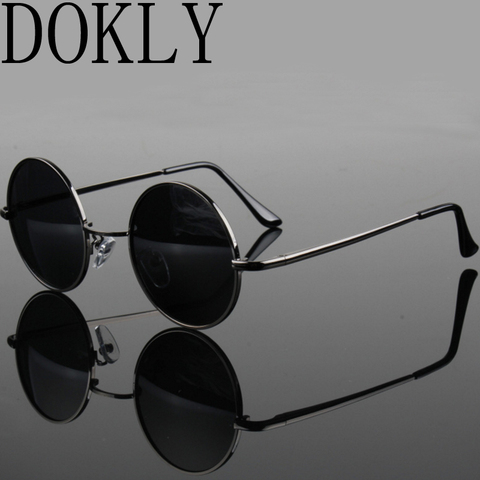 Dokly New Fashion show style glasses real Polarized sunglasses vintage sunglass round sunglasses UV400 Black lens ► Photo 1/6