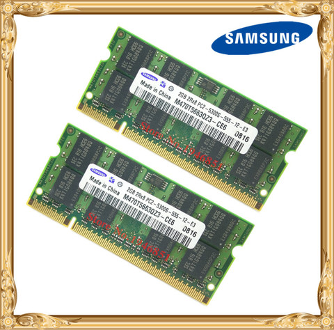 Samsung Laptop Memory 4GB 2x2GB 667MHz PC2-5300 DDR2 Notebook RAM 4G 667 5300S 2G 200-pin SO-DIMM Free Shipping ► Photo 1/1