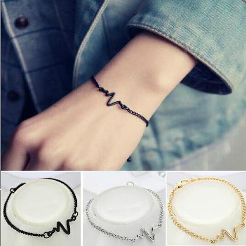 2022 New Fashion Simple Personality Bileklik Ecg Figure Lightning Bracelet Couple Heartbeat Frequency Bracelet Pulseras Mujer ► Photo 1/6