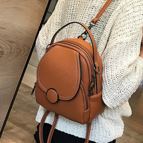 New Designer Fashion Women Leather Backpack Mini Soft Touch Multi-Function  Small Backpack Female Ladies Shoulder Bag Girl Purse - Price history &  Review, AliExpress Seller - diehe Official Store