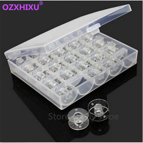 1set/lot Clear Plastic 25 Bobbins Sewing Machine Spools With Thread Storage Case Box For Home Sewing Accessories Sewing Tools ► Photo 1/6