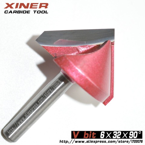 6mm*22/32mm*60/90/120/150degree,Freeshipping,CNC Solid Carbide Milling Cutter,3D V bit,woodworking tool,MDF,PVC,acrylic ► Photo 1/4