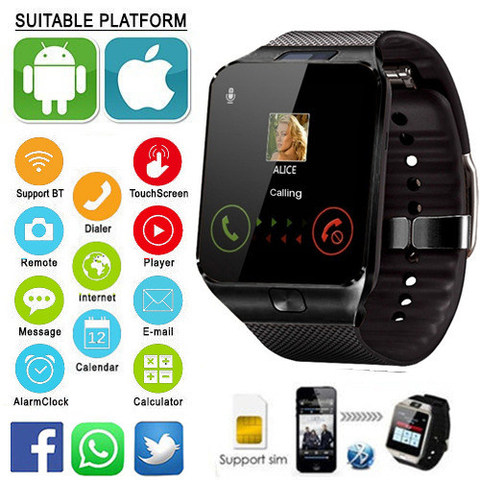 Mens Sports Smartwatch DZ09 Android Phone Call Bluetooth Smart Watch Relogio 2G GSM SIM TF Card Camera for Phone PK GT08 A1 ► Photo 1/6