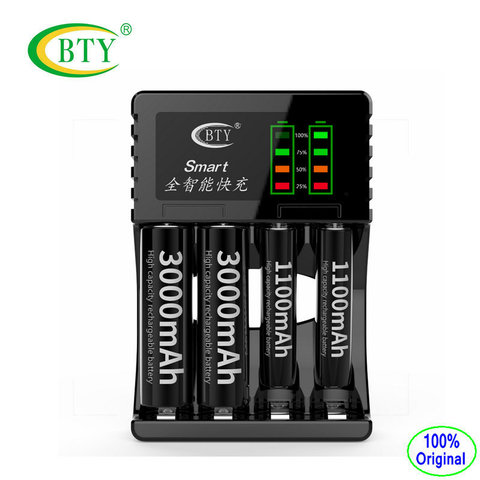 BTY-C704A3 Battery Charger Universel 4 Slots Intelligent Fast Led USB Charger for AA AAA Ni-MH Ni-Cd Rechargeable battery  ► Photo 1/1