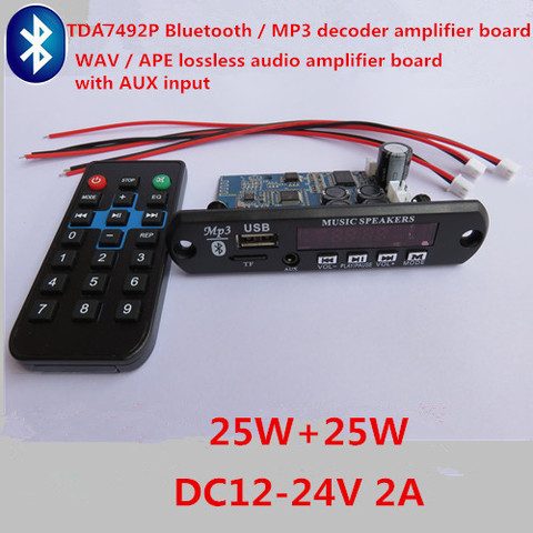 TDA7492P 25W+25W Bluetooth / MP3 decoder amplifier board Bluetooth / USB (U disk) / TF card /WAV / APE / AUX audio input ► Photo 1/1