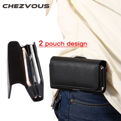 2 Pouch Design Waist Bag for Iphone 4 5 6 7 Mobile Phones Phone Pouch Case Belt Clip Bag Men Business Wallet for Iphone 6 7 Plus ► Photo 1/6